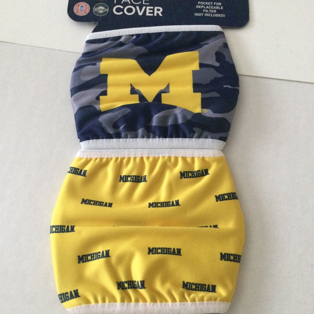 FOCO NCAA MICHIGAN WOLVERINES 2 PACK ADULT FACE MASKS OS NWT